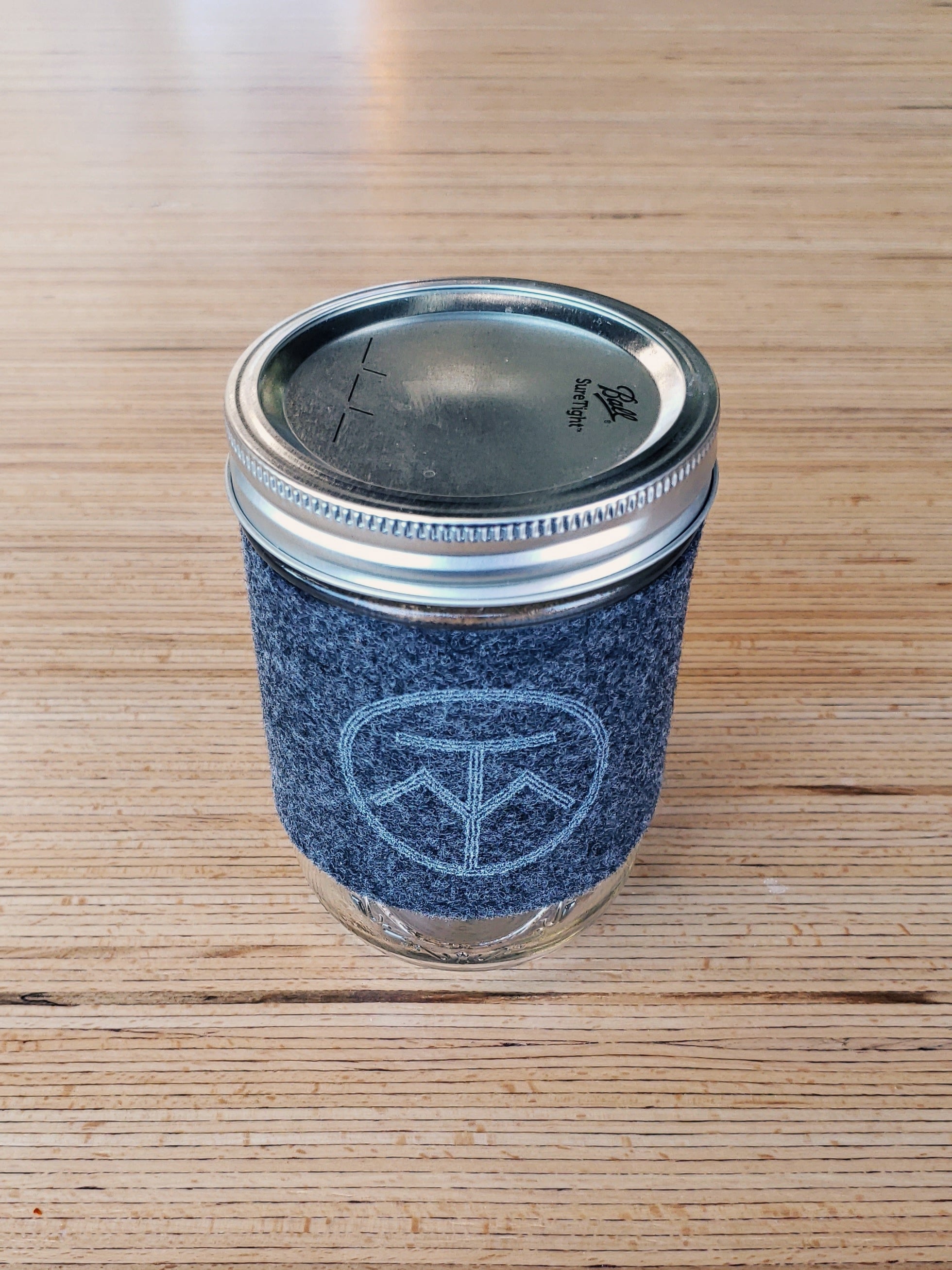 Mason Jar with Charcoal Felt Sleeve